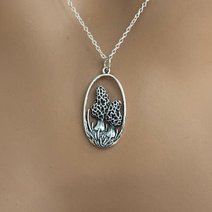 Sterling Silver Morel Mushroom Charm Necklace