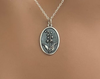 Halsband med liljekonvalj i sterlingsilver, smycken med blomma i maj-stil