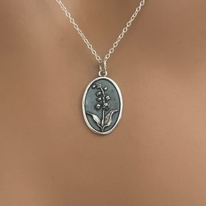 Sterling Silver Lily of the Valley Necklace, May Birth Flower Necklace, Silver Lily of the Valley May Birth Flower Necklace, Flower Necklace