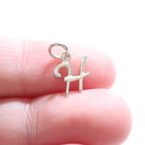 Sterling Silver Cursive H Initial Charm, H Letter Charm, Cursive H Initial Charm, Letter H Charm, Letter H Cursive Charm, Initial H Charm