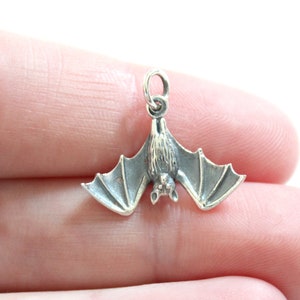 Sterling Silver Bat Charm, Bat Pendant, Realistic Bat Charm, Realistic Bat Pendant, Bat Charm, Silver Bat Charm, Upside Down Bat Charm, Bat