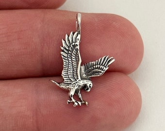 Sterling Silver Oxidized Flying Eagle Charm, Silver Oxidized Flying Eagle Pendant, Silver Flying Eagle Charm, Silver Flying Eagle Pendant