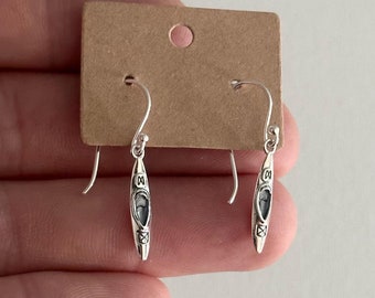 Sterling Silver Kayak Dangle Earrings: .925 Silver