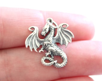 10pcs antique silver color 36x32mm metal Chinese dragon pendant charm handmade jewelry making DIY finding earring necklace drop BM116