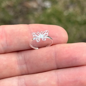 Sterling Silver Butterfly Toe Ring, Sterling Silver Adjustable Butterfly Toe Ring, Silver Adjustable Butterfly Toe Ring, Butterfly Toe Ring