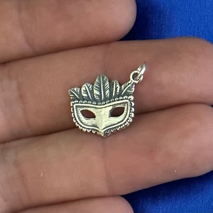 Mardi Gras Mask with Feathers Charm Sterling Silver Mardi Gras Mask with Feathers Charm Sterling Silver