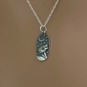 Sterling Silver Moonflower Charm Necklace, Silver Moonflower Charm Necklace, Moonflower Pendant Necklace, Silver Moonflower Necklace