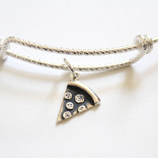 Silber Pizza Charm - Scheibe Peperoni Pizzaanhänger NEU
