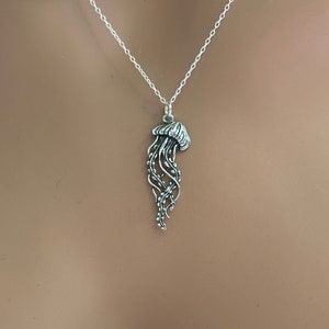 Sterling Silver Detailed Jellyfish Necklace, Silver Detailed Jellyfish Necklace, Silver Detailed Jellyfish Necklace, Jellyfish Necklace