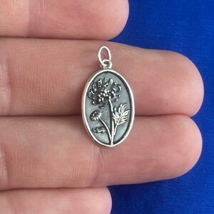 Sterling Silver Chrysanthemum Charm, November Birth Flower Pendant, Silver Chrysanthemum November Birth Flower Charm, Chrysanthemum Charm