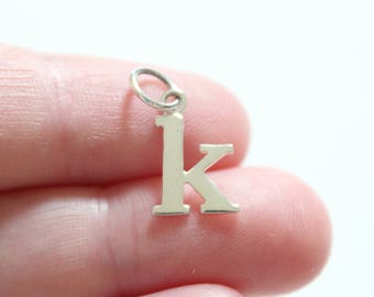 Sterling Silver Lowercase K Initial Charm, K Initial, Large K Letter Pendant, K Charm, Typewriter K Initial Charm, Letter K Charm, Initial K