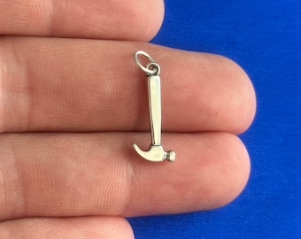 Sterling Silver Hammer Charm: Construction Tool Pendant
