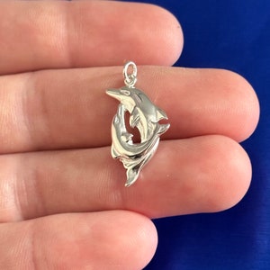 Sterling Silver Playful Dolphins Charm, Silver Two Dolphins Charm, Silver Two Dolphins Pendant, Two Dolphins Charm, Playful Dolphins Charm