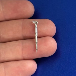 Sterlingzilveren geoxideerde 3D-vulpenbedel, zilver geoxideerde 3D-vulpenbedel, zilveren 3D-vulpenhanger, vulpenbedel
