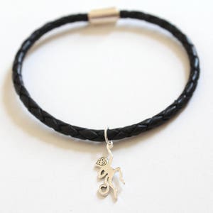 Leather Bracelet with Sterling Silver Monkey Charm, Monkey Bracelet, Monkey Charm Bracelet, Monkey Pendant Bracelet, Silver Monkey Bracelet