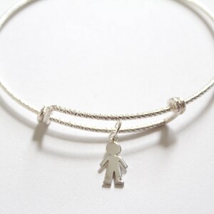 Sterling Silver Bracelet with Sterling Silver Little Boy Charm, Boy Bracelet, Little Boy Bracelet, Son Bracelet, Bracelet for Mom, Boy Charm