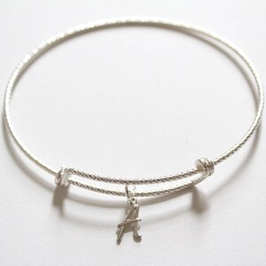 Sterling Silver Bracelet with Sterling Silver Cursive A Charm, Sterling Silver Cursive A Charm Bracelet, Leather A Charm Bracelet, A Charm