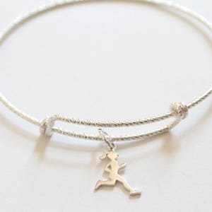 Sterling Silver Bracelet with Sterling Silver Running Girl Charm, Girls Cross Country Bracelet, Girl Runner Bracelet, Running Bracelet, Run