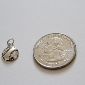 Sterling Silver Baseball Charm, Silver Flat Baseball Charm, Flat Baseball Pendant, Baseball Charm, Baseball Lover Charm,Baseball player gift