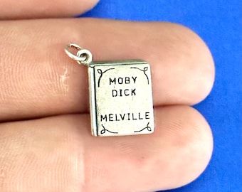 Sterling Silver Moby Dick Book Charm Pendant