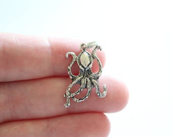 Sterling Silver Octopus Charm, Octopus Charm, Silver Octopus Charm, Silver Octopus Pendant, Octopus Pendant, Sterling Silver Octopus Pendant