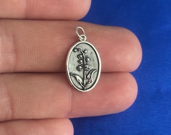 Sterling Silver Lily of the Valley Charm: May Birth Flower Pendant