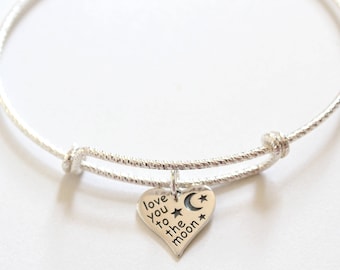 Sterling Silver 'Love You to the Moon' Charm Bracelet