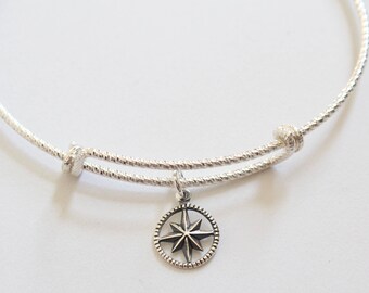 Sterling Silver Starburst Compass Charm Bracelet