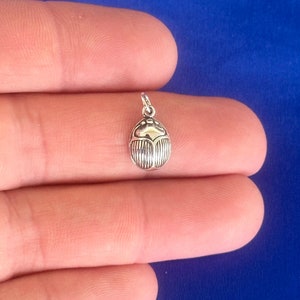 Sterling Silver Scarab Beetle Charm: .925 Silver Pendant