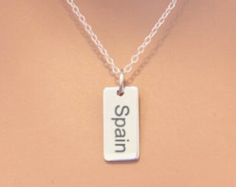 Sterling Silber Spanien Anhänger: Charm Anhänger mit Gravur