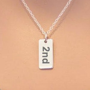 Sterling Silver 2nd Necklace, 2nd Place Charm Necklace, Silver 2nd Grade Engraved Necklace, 2nd Place Customizable Charm Necklace, 2nd Charm