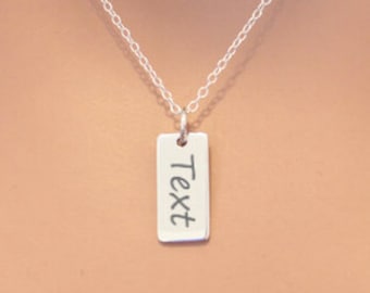 Personalisierte Halskette Sterling Silber, benutzerdefinierte Text Halskette, Name Halskette, gravierte Bar Halskette Silber, personalisierte gravierte Halskette