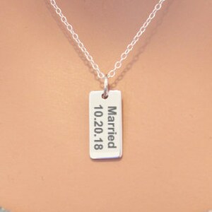Sterling Silver Wedding Date Necklace, Customizable - Choose Font, Wedding Necklace, Gift for Wedding, Necklace for Bride, Gift for Bride