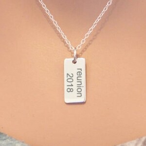 Customizable Sterling Silver Family Reunion Gift, Family Reunion Date Necklace, Friendship Reunion Necklace, Class Reunion Necklace