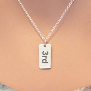 Sterling Silver 3rd Necklace, 3rd Place Charm Necklace, Silver 3rd Grade Engraved Necklace, 3rd Place Customizable Charm Necklace, 3rd Charm
