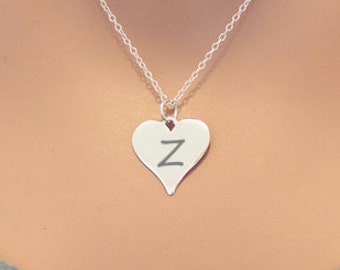 Letter Z Alphabet Initial Silver Necklace - Etsy