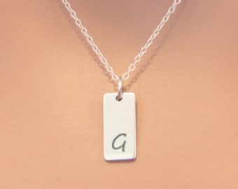 Sterling Silber Initial G Halskette: Personalisierter Buchstabe Bar Anhänger