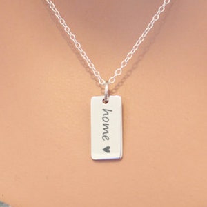 Sterling Silver Home Charm Necklace, Home Word Necklace with Heart, Home is Where the Heart is Necklace, No Place Like Home Necklace, Home
