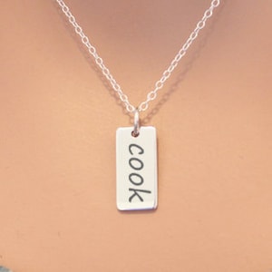 Sterling Silver Cook Charm Necklace, Cook Pendant Necklace, Silver Cook Necklace, Gift for Cook, I Love to Cook, Culinary Arts Graduate Gift