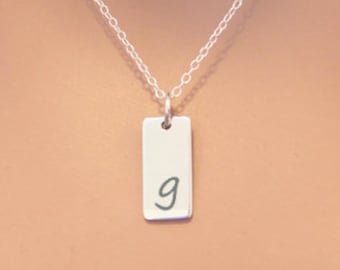 Sterling Silber Initial G Bar Halskette: Personalisierter Charm Anhänger