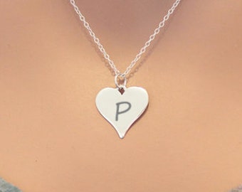 Ciondolo A Cuore Con Rosa E Lettera P In Argento 925 &ndash; CB Charm Story, Fatto In UK