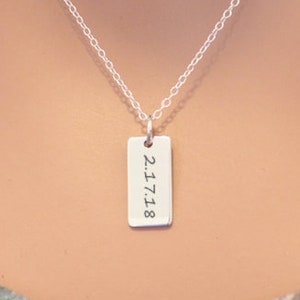 Sterling Silver Custom Date Necklace, Custom Date Necklace, Anniversary Date Necklace, Date Necklace, Wedding Date Necklace, Birthday Charm