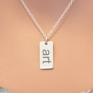 Art Necklace, Sterling Silver Art Charm Necklace, Artist Charm Necklace, Gift for Artist, I Love Art Necklace, Art Word Necklace, Artist