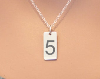 Sterling Silver Number 5 Charm Pendant - 22x9mm Medium Satin Finish, Solid .925 Silver, No Chain - View #12