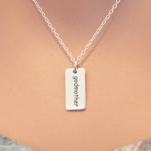 Sterling Silver Godmother Charm Necklace, Gift for Godmother, Godmother Necklace Silver, Godmother Baptism Gift, Godmother Jewelry