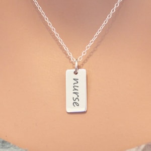 Sterling Silver Nurse Necklace, Custom Nurse Necklace, Nurse Pendant Necklace, Necklace for Nurse, Gift for Nurse, Nursing Necklace, Nursing