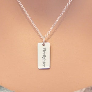 Sterling Silver Firefighter Necklace, Firefighter Charm Necklace, Engraved Firefighter Necklace, Firefighter Wife Necklace, Firefighter