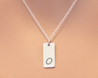 Sterling Silver Initial O Bar Necklace: Personalized Letter Jewelry