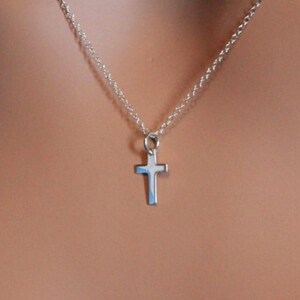 Sterling Silber Einfache Kreuz Halskette, Kreuz Halskette, Sterling Silber religiöse Halskette, christliche Kreuz Halskette, einfache Kreuz Halskette