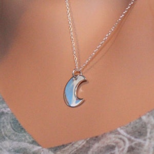 Sterling Silver Moon Necklace, Moon Charm Necklace, Celestial Moon Pendant Necklace, Silver Moon Jewelry, Celestial Necklace, Style #A22
